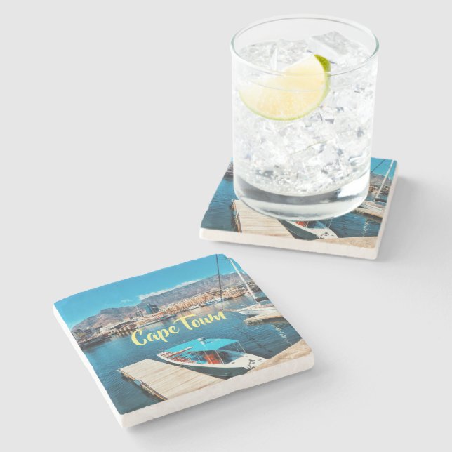 Dessous-de-verre En Pierre Cap Table Mountain Harbour V&A Waterfront (Côté)