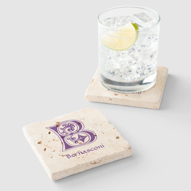 Dessous-de-verre En Pierre Capitale décorative botanique médiévale B (Côté)