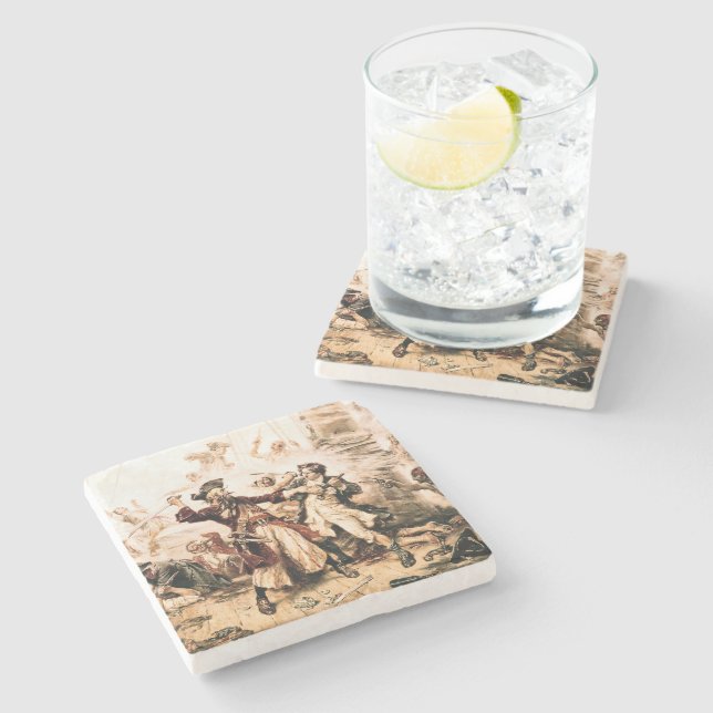 Dessous-de-verre En Pierre Capture, Barbe noire pirate, Revenge de la reine A (Côté)