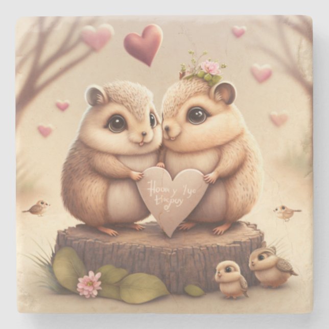 Dessous-de-verre En Pierre Caricature de petits ours mignons (Devant)