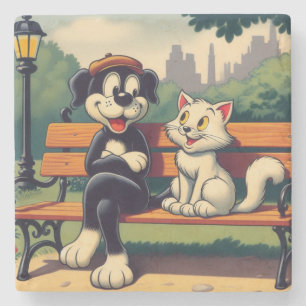 Dessous-de-verre En Pierre Caricature vintage pour chien/chat