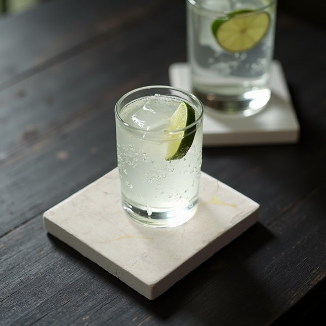 Dessous-de-verre En Pierre Carrara Gold Marble Abstrait - Luxe Veins (Luxe sophistication for your home. Carrara Gold Marble coasters with elegant veins.)