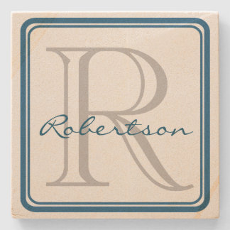 Dessous-de-verre En Pierre Carré bleu Monogramme