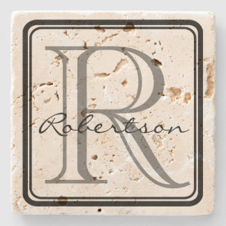 Dessous-de-verre En Pierre Carré noir de Monogramme