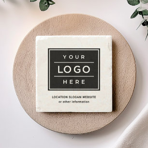 Dessous-de-verre En Pierre Carré personnalisé logo entreprise noir société Ma