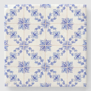 Dessous-de-verre En Pierre Carreau de mosaïque vintage portugais bleu