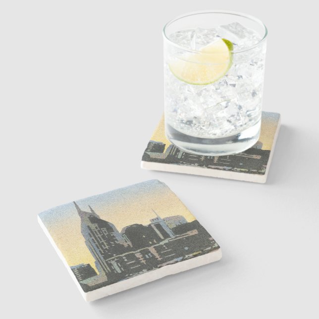 Dessous-de-verre En Pierre Carreau de Nashville (Côté)