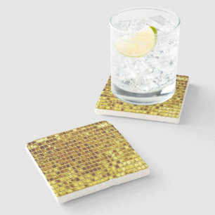 Dessous-de-verre En Pierre Carreaux en mosaïque d'or Elégant luxe moderne