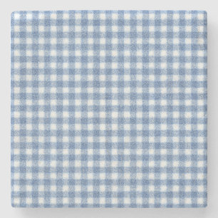 Dessous-de-verre En Pierre Carreaux Gingham Bleu et Blanc Classiques