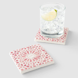 Dessous-de-verre En Pierre Carreaux Marocains Rouges Monogramme Mariage
