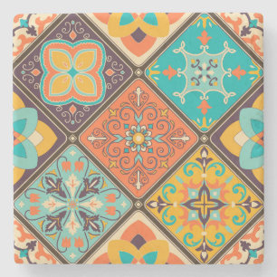 Dessous-de-verre En Pierre Carrelage coloré à patchwork d'inspiration islamiq
