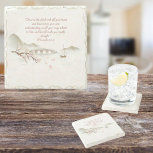 Dessous-de-verre En Pierre Carrelage en céramique de la Bible Verse de Traver