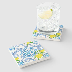 Dessous-de-verre En Pierre Carrelage méditerranéen, majolica, style sicilien 