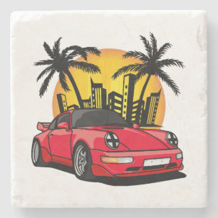 Dessous-de-verre En Pierre Carrera Classique Rouge dans City Sunset