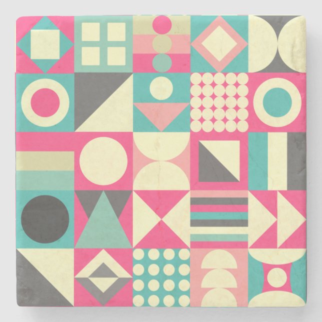 Dessous-de-verre En Pierre Carrés Abstraits 110419 (Devant)