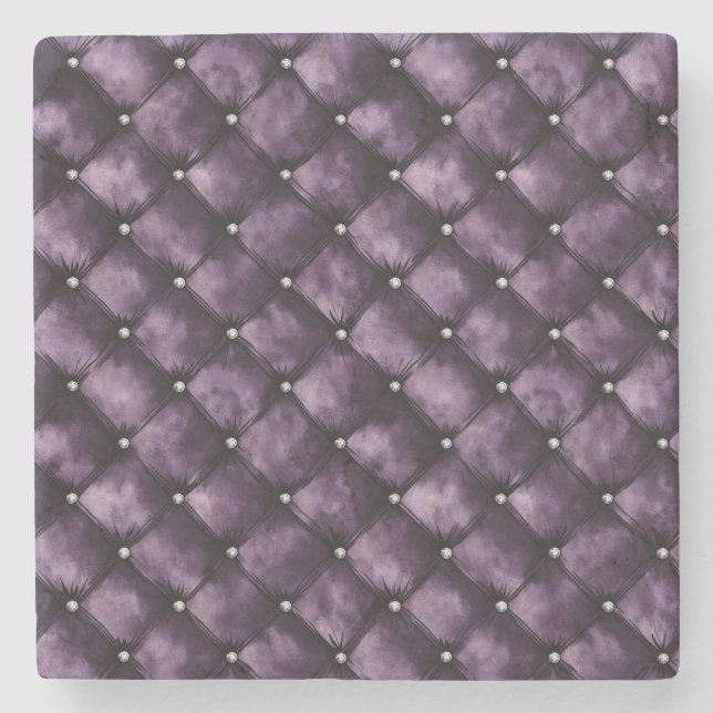 Dessous-de-verre En Pierre Carrés Violet Royal (Devant)