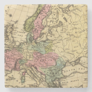 Dessous-de-verre En Pierre Carte 2 d'atlas couleur de main de l'Europe