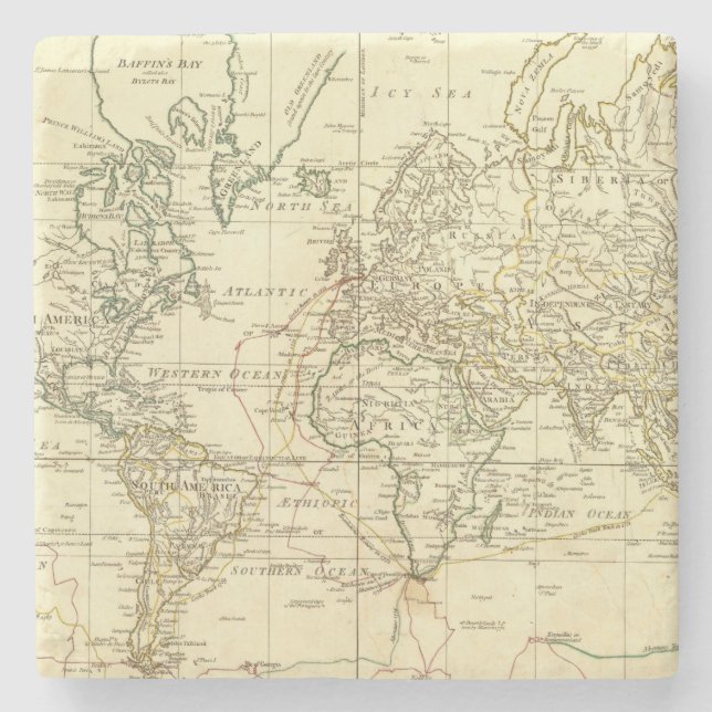 Dessous-de-verre En Pierre Carte 5 du monde (Devant)