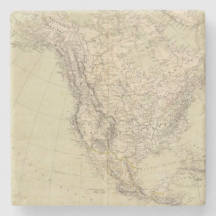 Dessous-de-verre En Pierre Carte d'atlas de l'Amérique du Nord montrant les