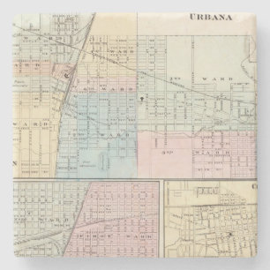 Dessous-de-verre En Pierre Carte de champagne, d'Urbana, de Mattoon et de