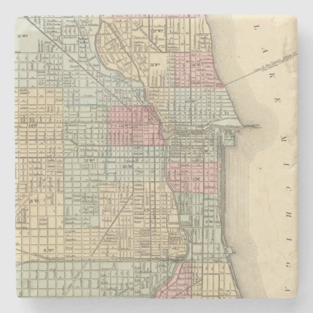 Dessous-de-verre En Pierre Carte de Chicago par Mitchell (Devant)
