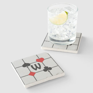 Dessous-de-verre En Pierre Carte de jeu Art Déco Convient v2 Monogrammé