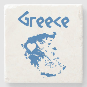 Dessous-de-verre En Pierre Carte de la Grèce bleue et blanche