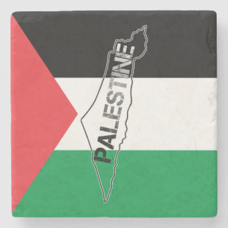 Dessous-de-verre En Pierre Carte de la Palestine libre sur le drapeau palesti