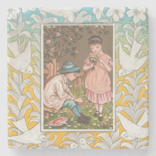 Dessous-de-verre En Pierre Carte de la Saint-Valentin de l'ère victorienne, 1