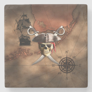 Dessous-de-verre En Pierre Carte de pirate