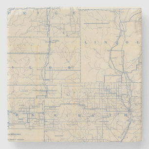 Dessous-de-verre En Pierre Carte de route de bicyclette du Wisconsin 3