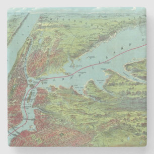 Dessous-de-verre En Pierre Carte de vue d'oeil d'oiseaux de New York et de