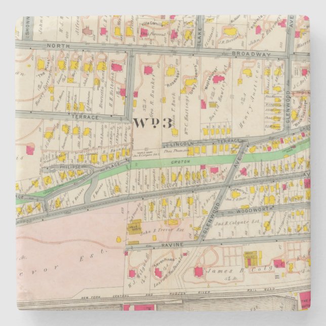 Dessous-de-verre En Pierre Carte de Yonkers NY (Devant)