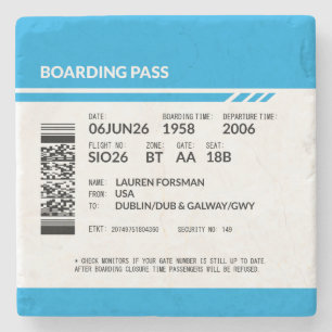 Dessous-de-verre En Pierre Carte d'embarquement 6000x6000 (bleue) DAM14
