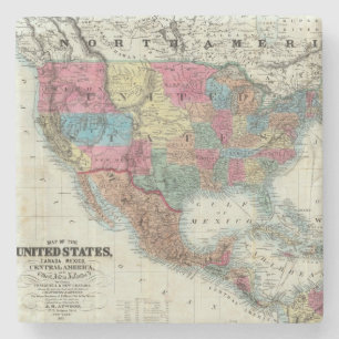 Dessous-de-verre En Pierre Carte des Etats-Unis, Canada, Mexique