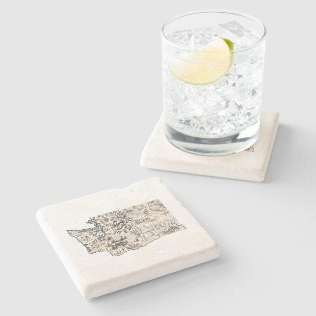 Dessous-de-verre En Pierre Carte d'image d'origine de Washington - État Vinta (Côté)