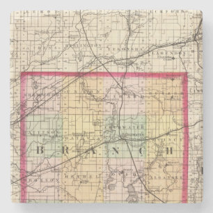 Dessous-de-verre En Pierre Carte du comté de Branch, Michigan