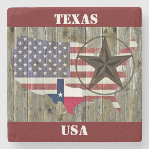 Dessous-de-verre En Pierre Carte du drapeau de l'État de Texas Lone Star