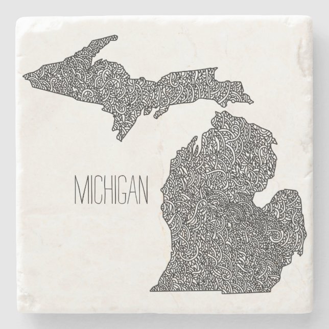 Dessous-de-verre En Pierre Carte du Michigan (Devant)