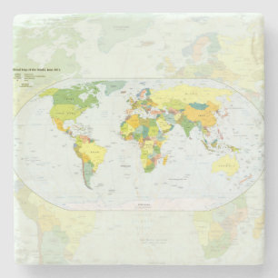 Dessous-de-verre En Pierre Carte du monde Atlas Poster Politique : Décoration