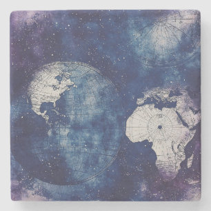 Dessous-de-verre En Pierre Carte du monde céleste vintage (2)
