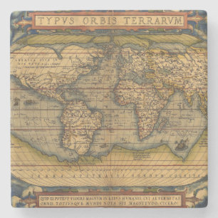 Dessous-de-verre En Pierre Carte du monde d'Ortelius 1570 : Cartographie anti