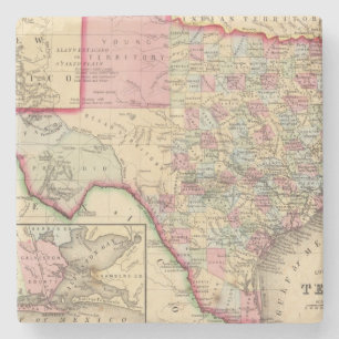 Dessous-de-verre En Pierre Carte du Texas par Mitchell