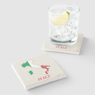 Dessous-de-verre En Pierre Carte en pierre de drapeau de l'Italie de dessous
