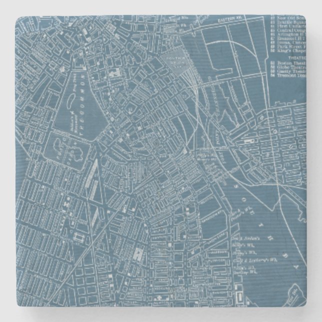Dessous-de-verre En Pierre Carte graphique de Boston (Devant)