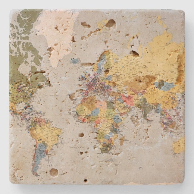 Dessous-de-verre En Pierre carte mondiale (Devant)