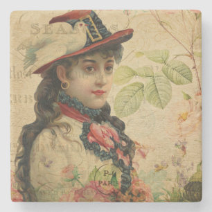 Dessous-de-verre En Pierre Carte postale vintage Lady