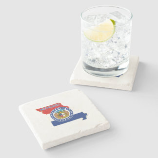 Dessous-de-verre En Pierre Carte Silhouette Missouri Drapeau d'État en forme