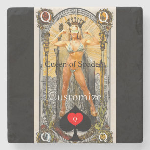 Dessous-de-verre En Pierre Carte Tarot Reine des pique Thunder_Cove