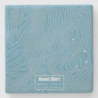 Dessous-de-verre En Pierre Carte topographique du mont Elbert - Bleu